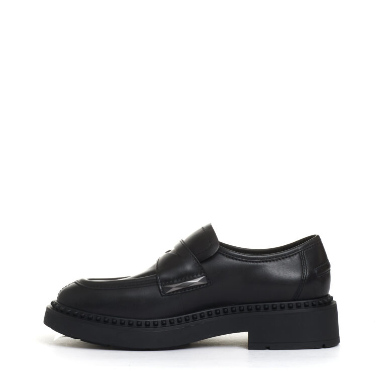 Sorelle Perego mocassino pelle nero con borchia Italy