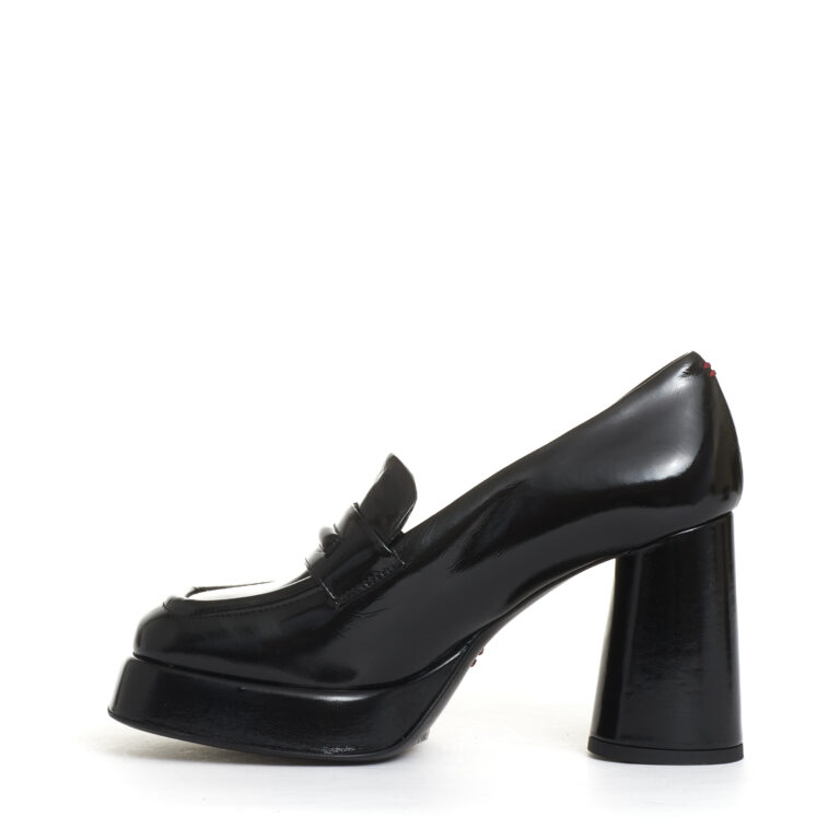 Sorelle Perego mocassino vernice nero platò tacco 90 mm Italia