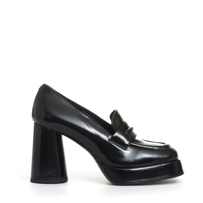 Sorelle Perego mocassino vernice nero platò tacco 90 mm Italia