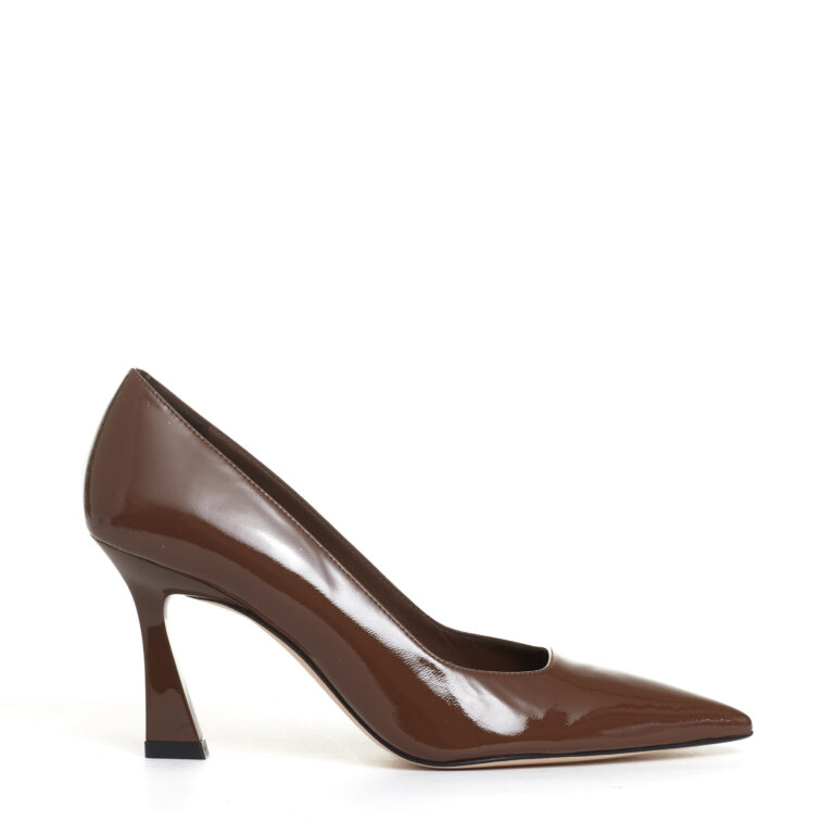 Sorelle Perego pump vernice caffè tacco 85 mm Qualità