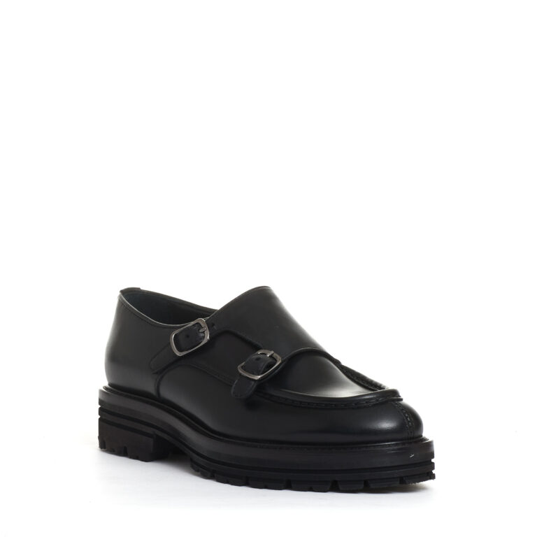Sorelle Perego doppia fibbia pelle nera Promozione