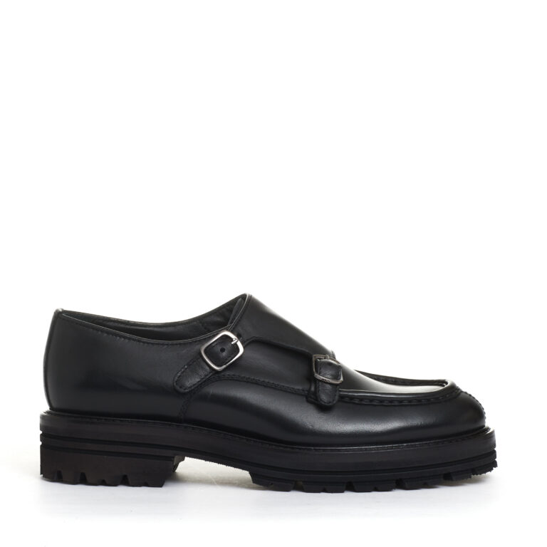 Sorelle Perego doppia fibbia pelle nera Promozione