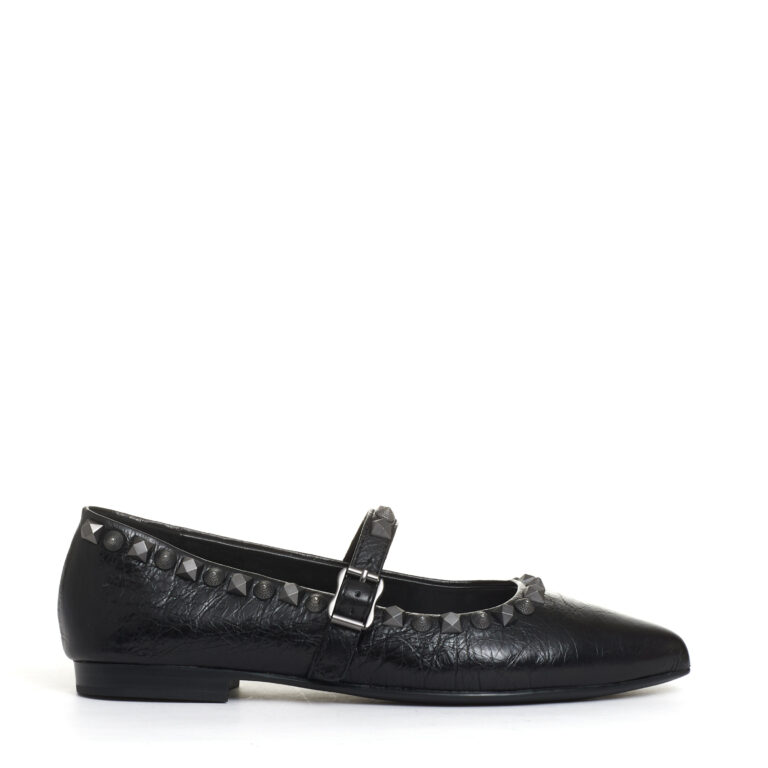 Sorelle Perego ballerina pelle nera borchie Prezzo Ridotto