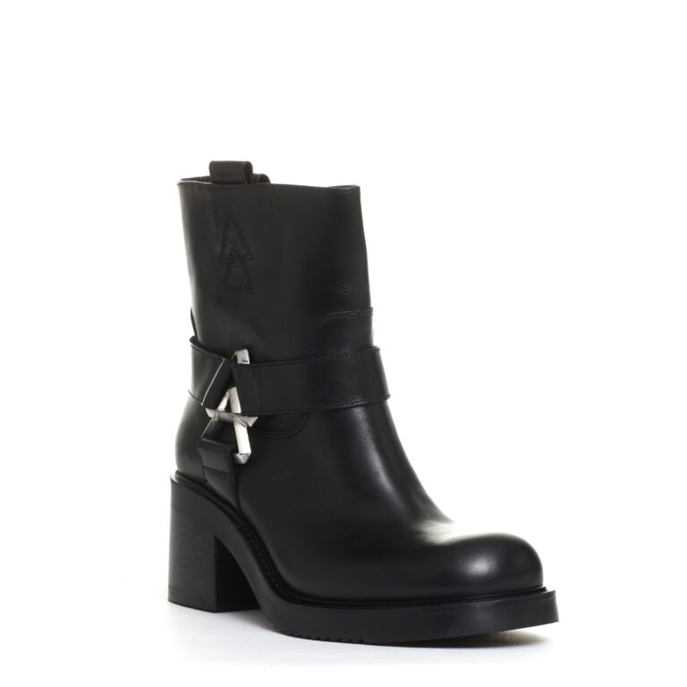 Sorelle Perego biker basso fibbie e cerniera argento tacco 60 mm Offerta