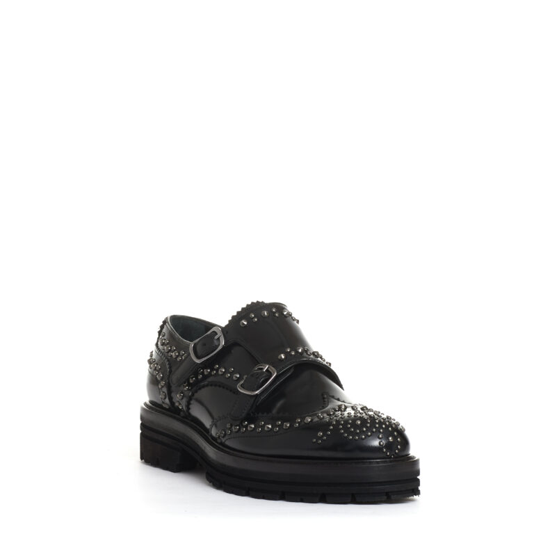Sorelle Perego doppia fibbia nera con borchie Saldi