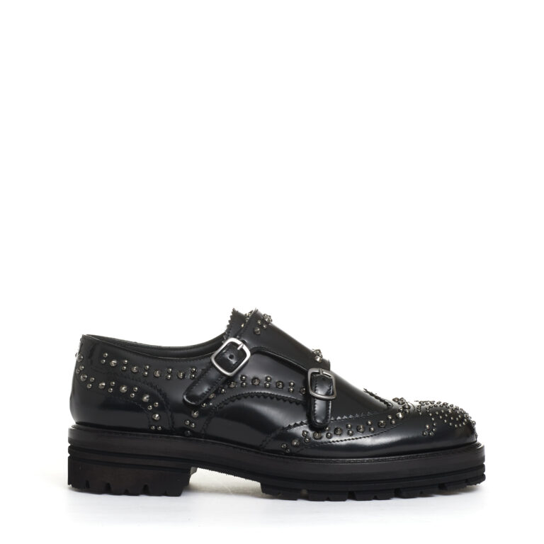 Sorelle Perego doppia fibbia nera con borchie Saldi