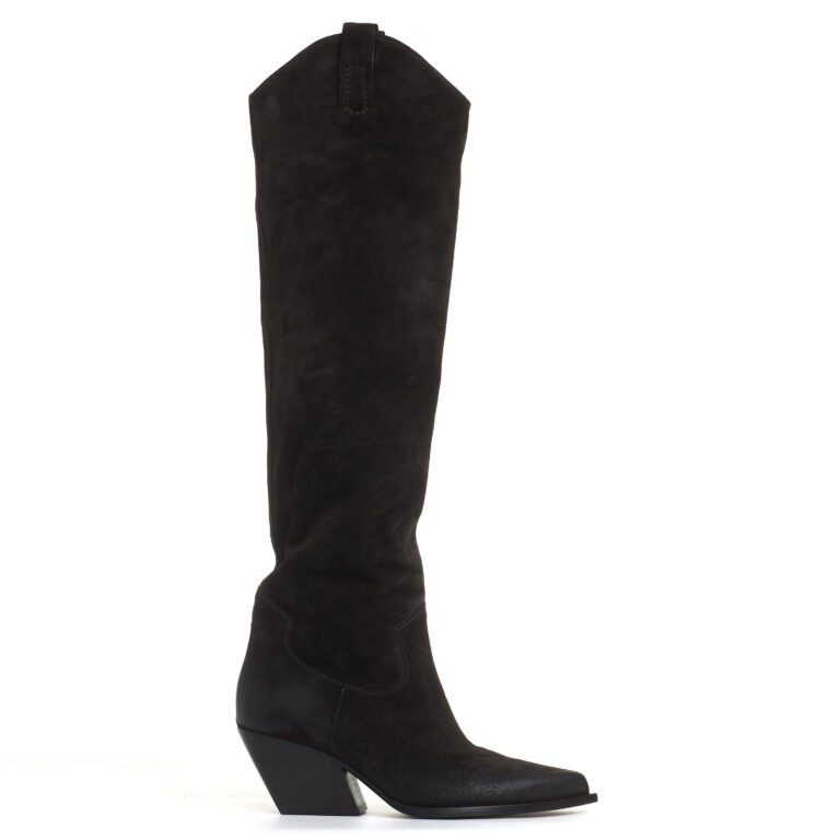 Sorelle Perego stivale texano in camosco testa di moro Saldi Di Fabbrica