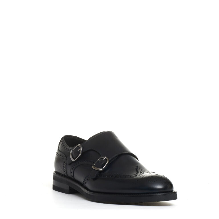 Sorelle Perego derby doppia fibbia pelle blu Fino Al -60%