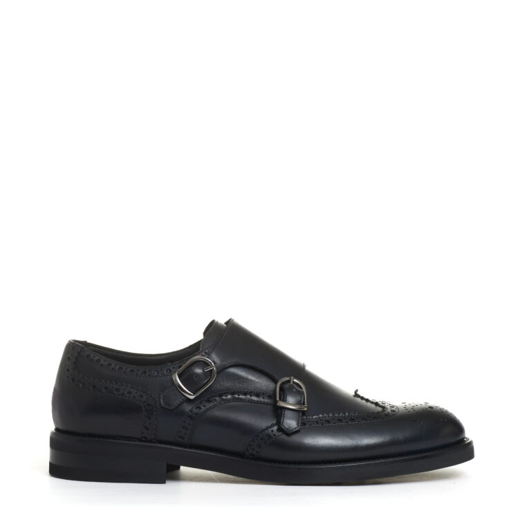 Sorelle Perego derby doppia fibbia pelle blu Fino Al -60%