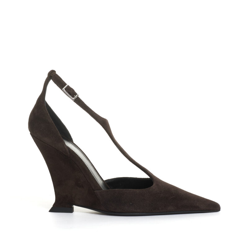 Sorelle Perego decoltè zeppa camoscio marrone tacco 100 mm Prezzo Ridotto