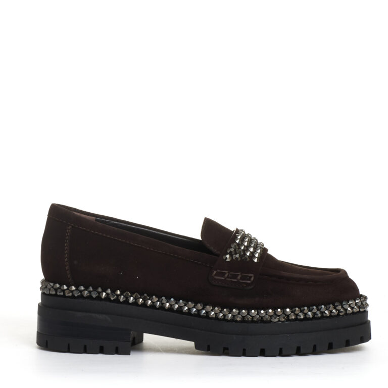 Sorelle Perego mocassino camoscio ebano con strass Outlet