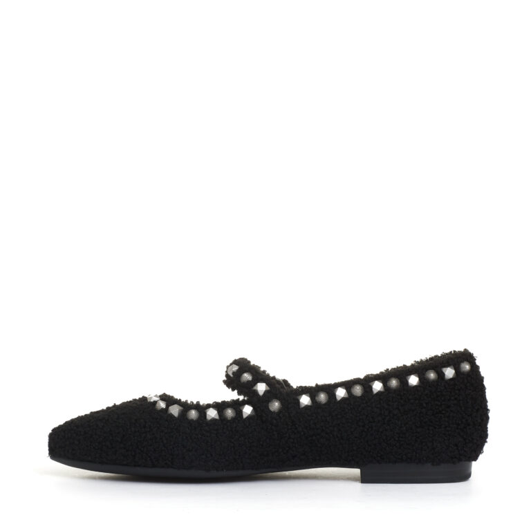 Sorelle Perego ballerina ecofur nero con cinturino e borchie Promozione Limitata