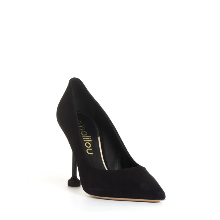 Sorelle Perego pump camoscio nero tacco metallo 100 mm Novità