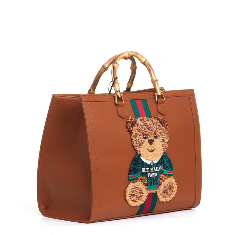 Sorelle Perego tote bag cuoio grande con Teddy e tracolla Offerta