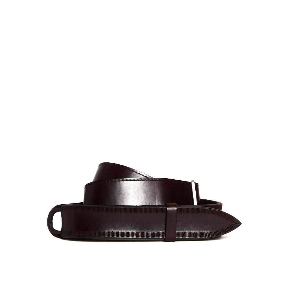 Sorelle Perego cintura nobuckle pelle bull marrone lavorata Vendita