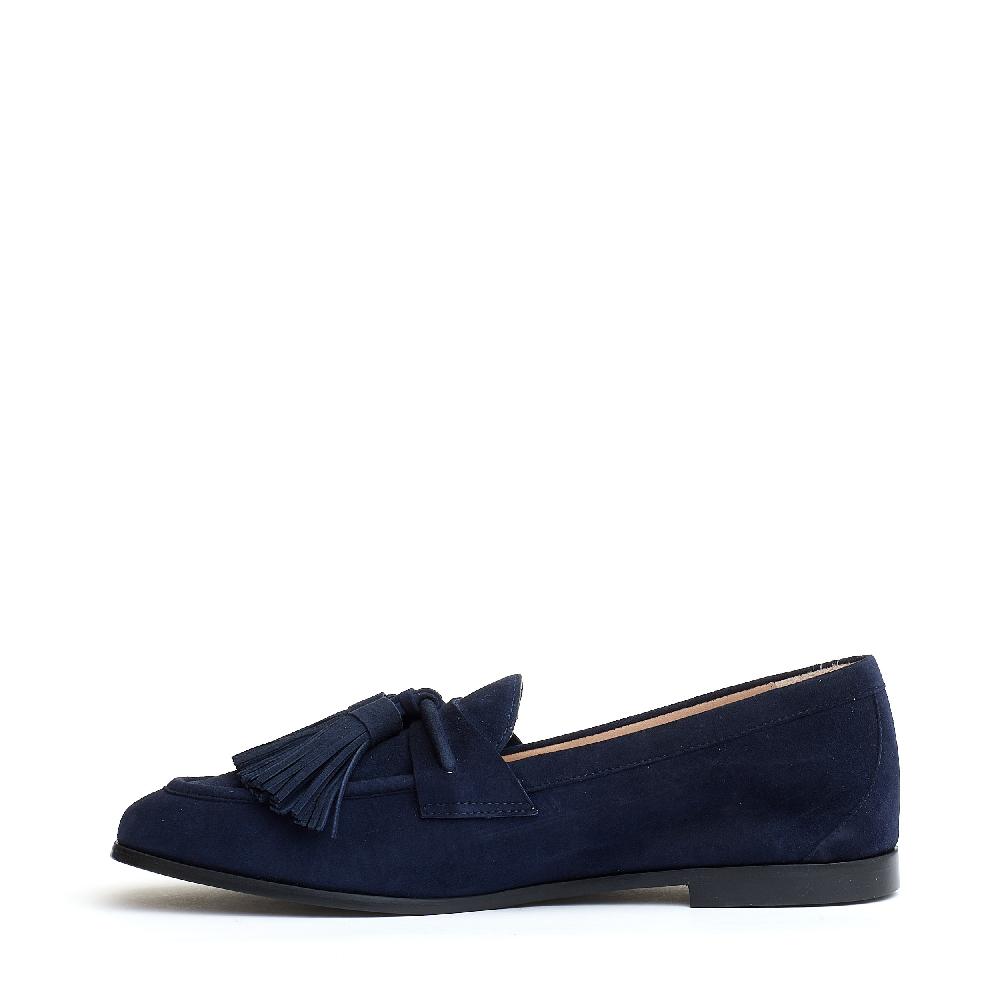 Sorelle Perego mocassino camoscio blu con fiocchetto Economico