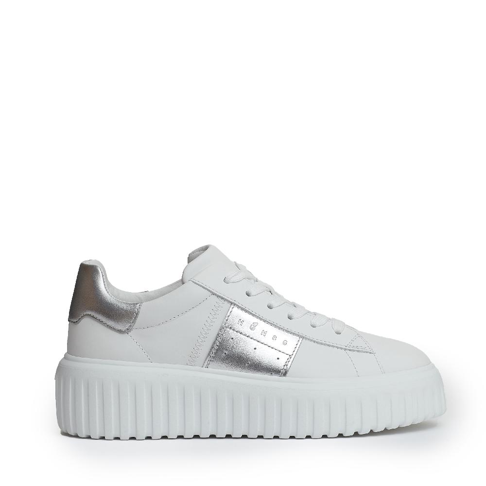 Sorelle Perego h stripes pelle bianco argento Vendita Calda