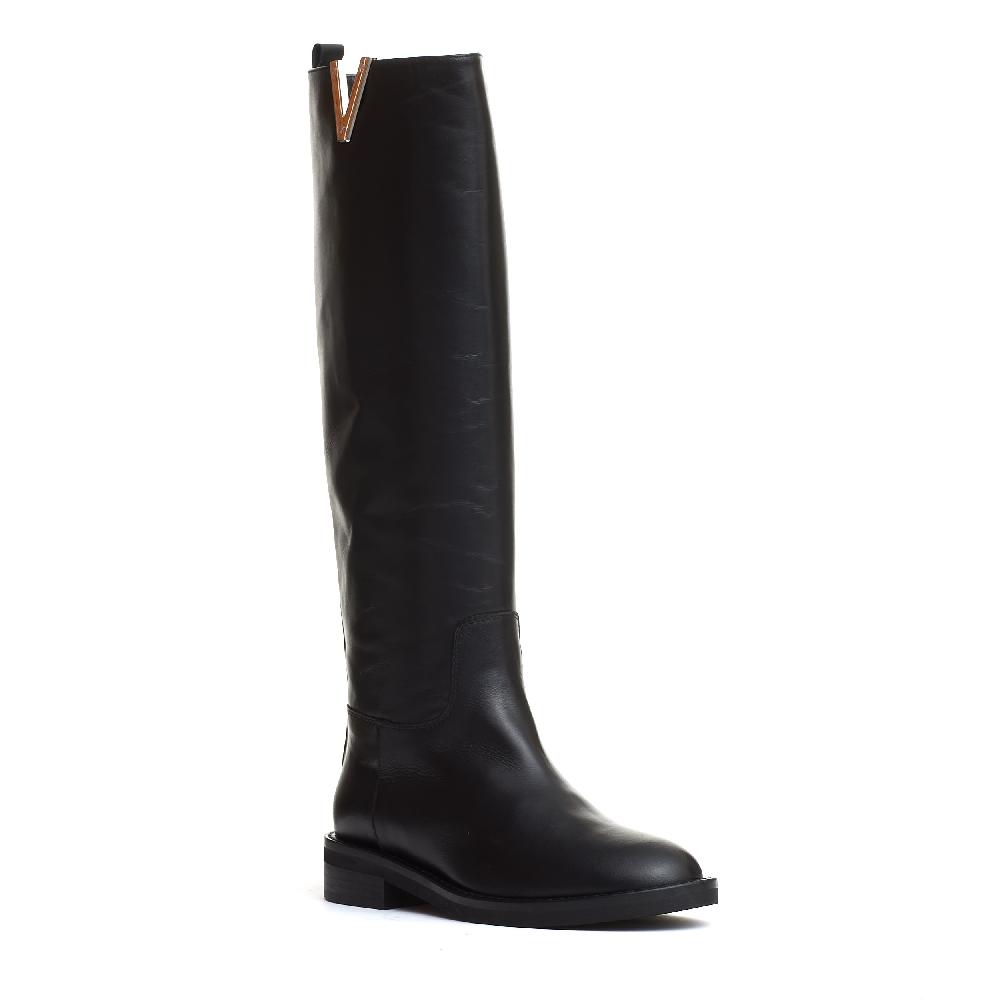 Sorelle Perego stivale pelle nera V argento Pezzi Unici