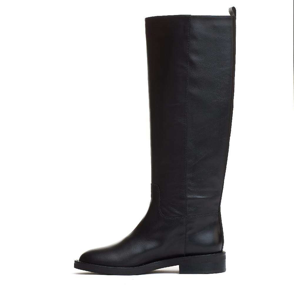 Sorelle Perego stivale pelle nera V argento Pezzi Unici