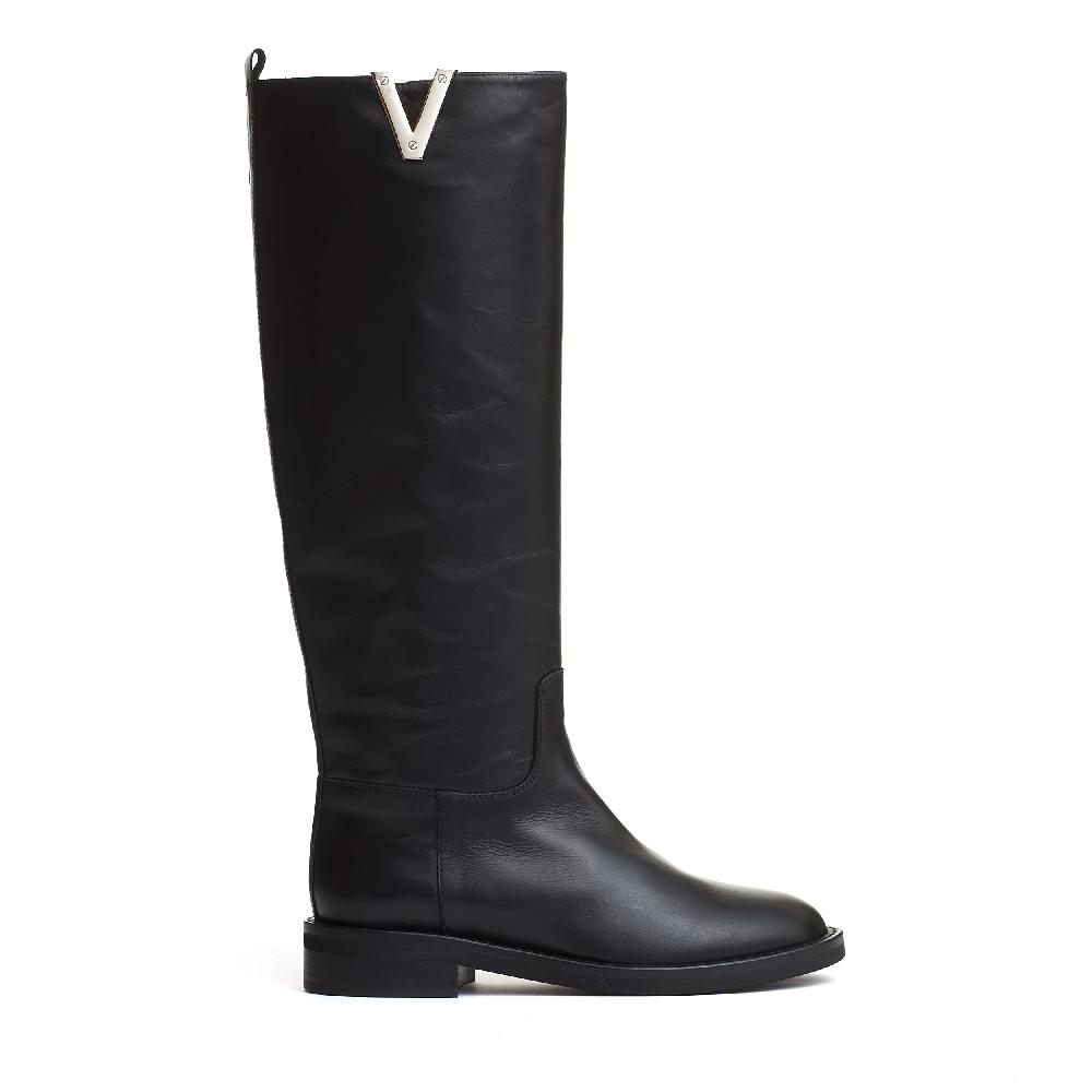 Sorelle Perego stivale pelle nera V argento Pezzi Unici