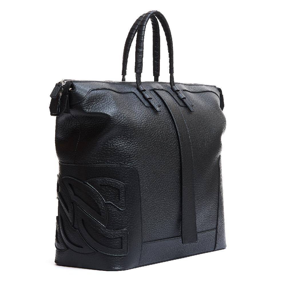 Sorelle Perego borsa doppio manico in pelle martellata nera Sottocosto
