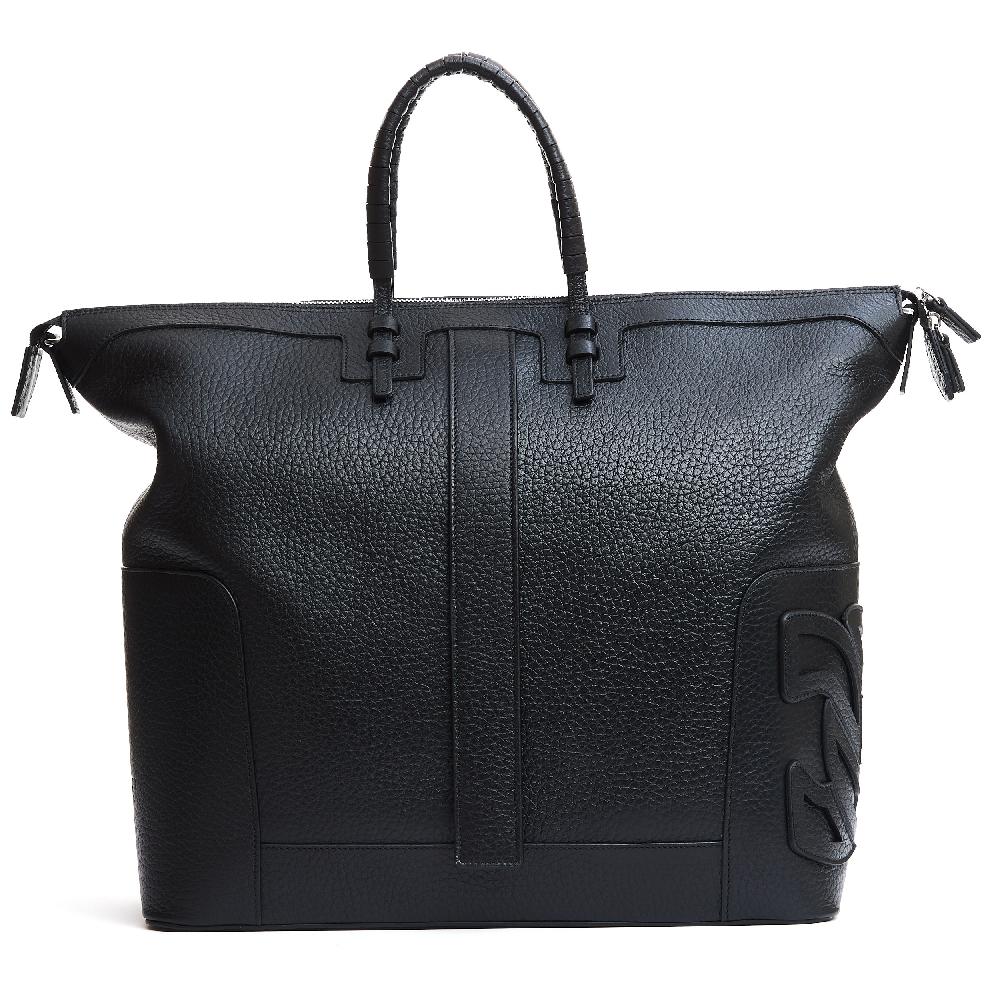 Sorelle Perego borsa doppio manico in pelle martellata nera Sottocosto