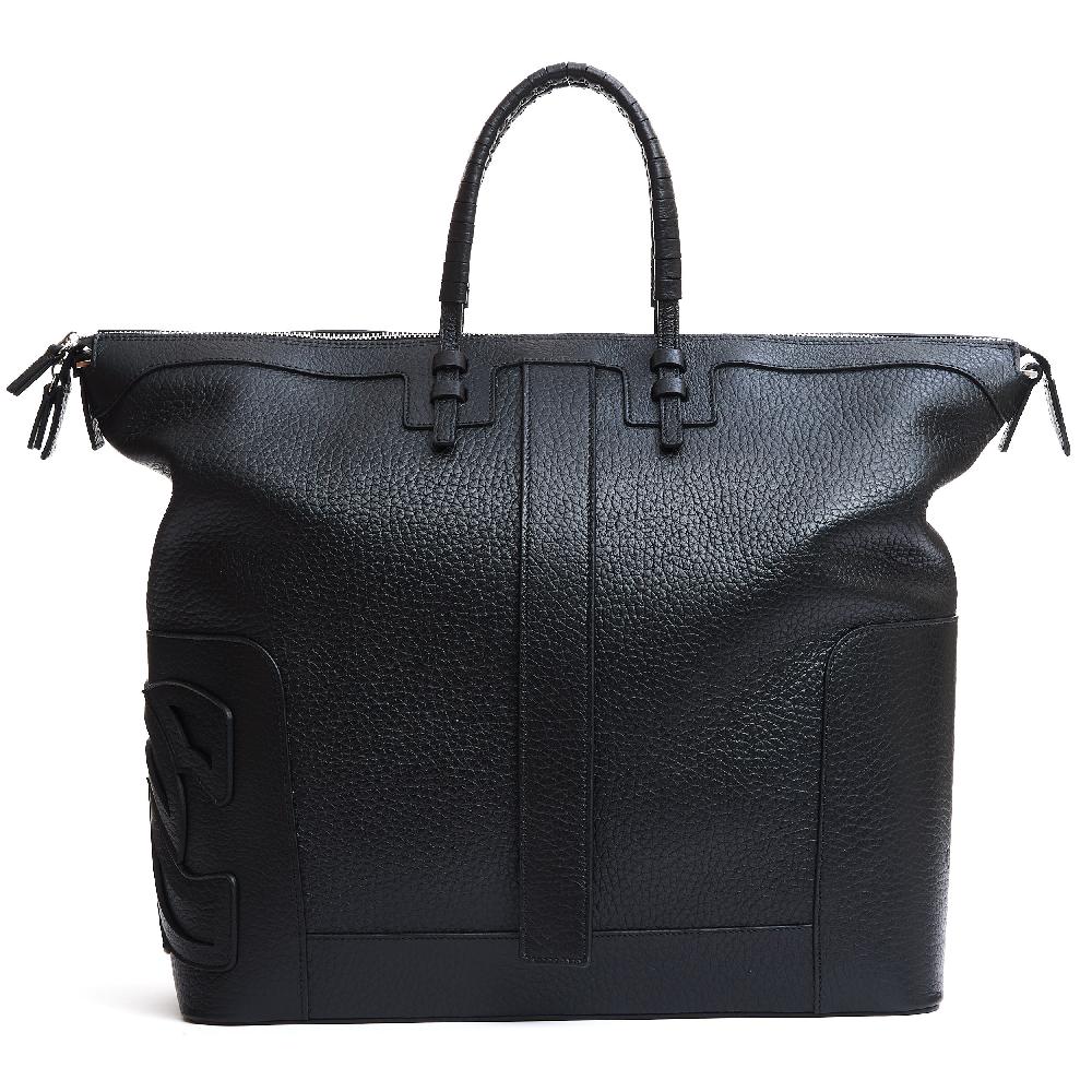 Sorelle Perego borsa doppio manico in pelle martellata nera Sottocosto