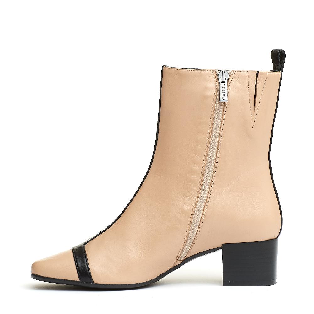 Sorelle Perego stivaletto pelle beige e nero tacco 40 mm Negozio