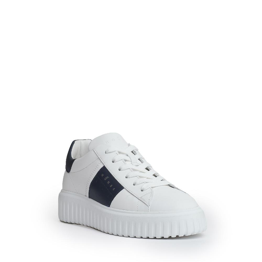Sorelle Perego h stripe pelle bianco slash blu Nuova