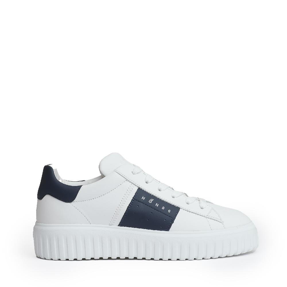 Sorelle Perego h stripe pelle bianco slash blu Nuova