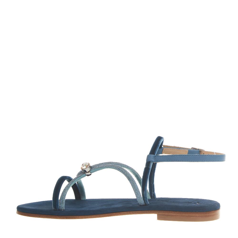 Sorelle Perego sandalo in velluto blu con microcristalli Spedizione Gratuita