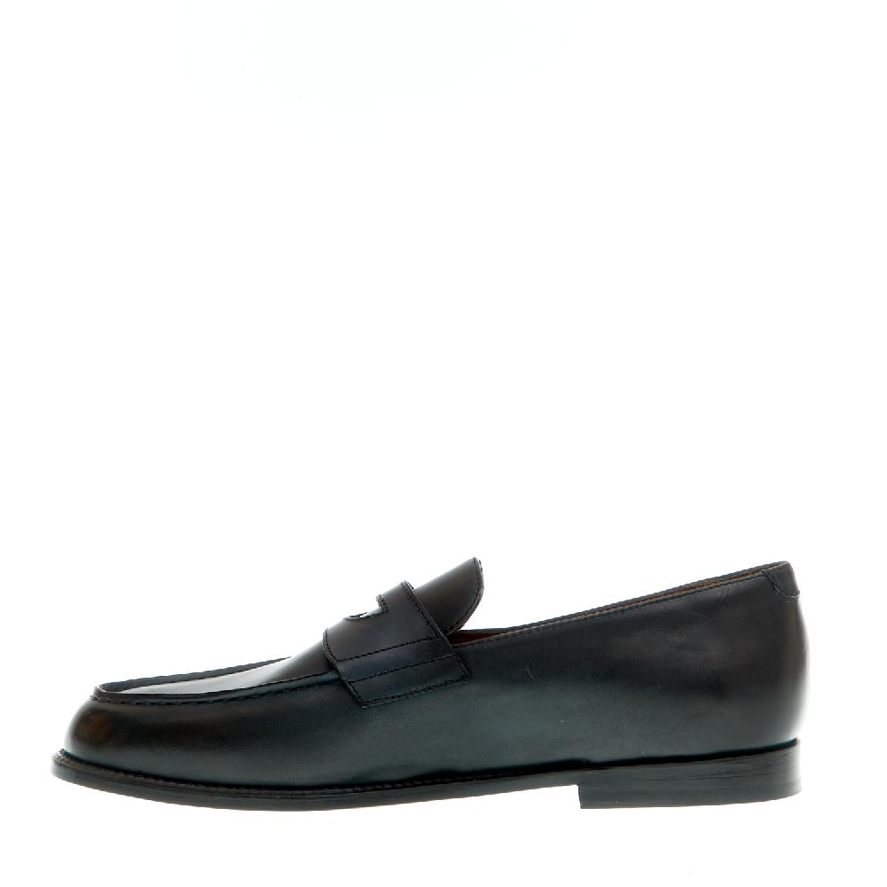 Sorelle Perego mocassino pelle blu fondo cuoio Sottocosto