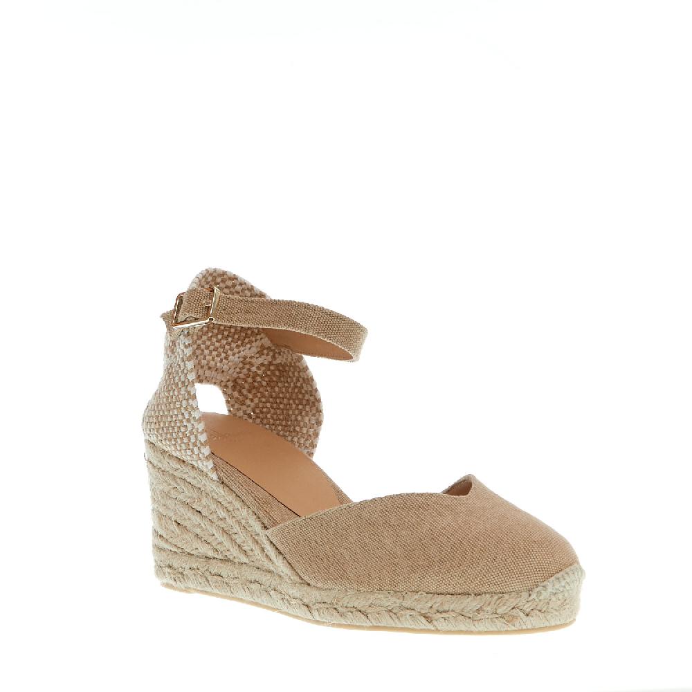 Sorelle Perego Espadrillas zeppa 70 mm tessuto beige Novità