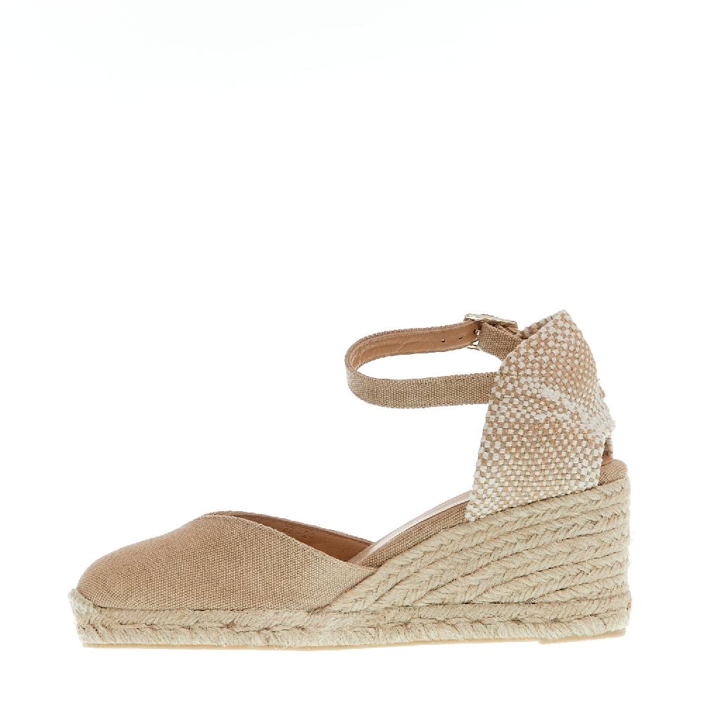 Sorelle Perego Espadrillas zeppa 70 mm tessuto beige Novità