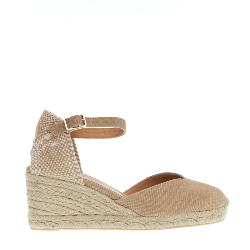 Sorelle Perego Espadrillas zeppa 70 mm tessuto beige Novità