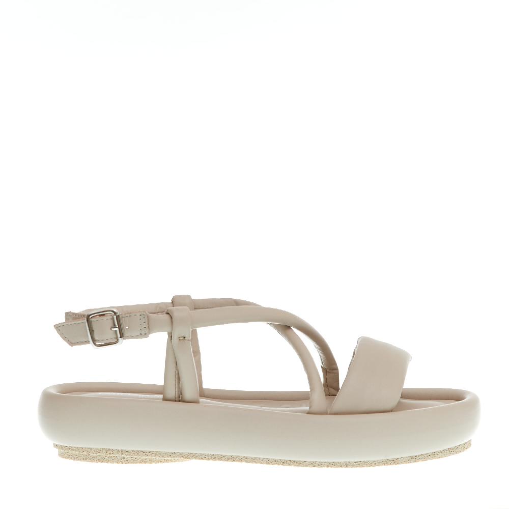 Sorelle Perego sandalo zeppa bassa pelle beige Saldi Di Fabbrica