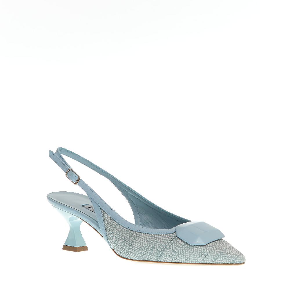 Sorelle Perego slingback tessuto azzurro tacco 55 mm 2025