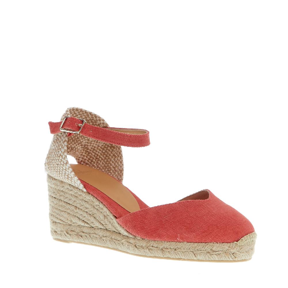 Sorelle Perego Espadrillas zeppa 70 mm tessuto fragola In Linea