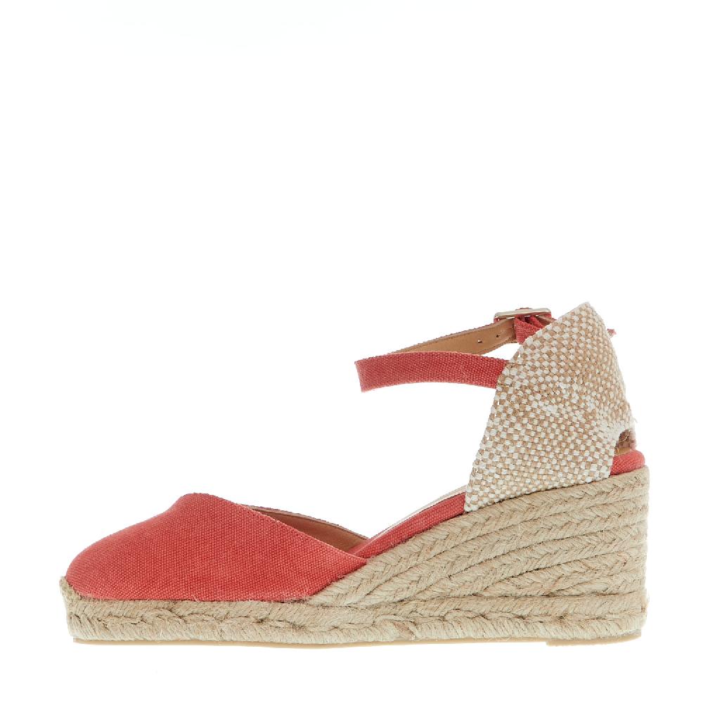 Sorelle Perego Espadrillas zeppa 70 mm tessuto fragola In Linea