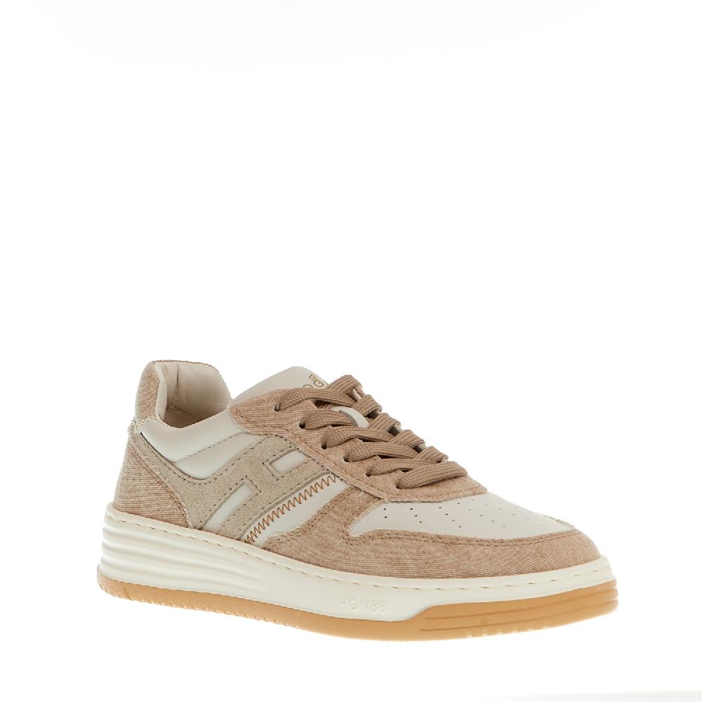 Sorelle Perego basket in pelle bianca e tessuto beige Negozi Online