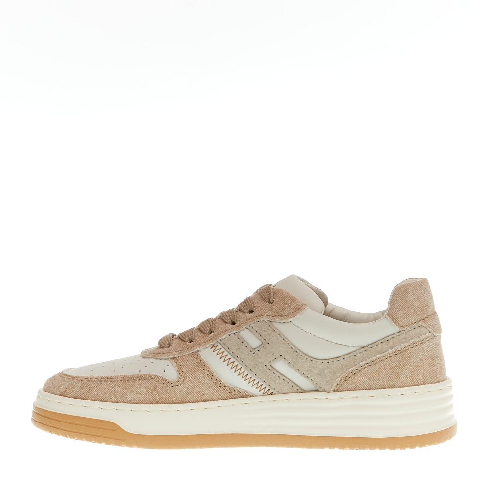 Sorelle Perego basket in pelle bianca e tessuto beige Negozi Online