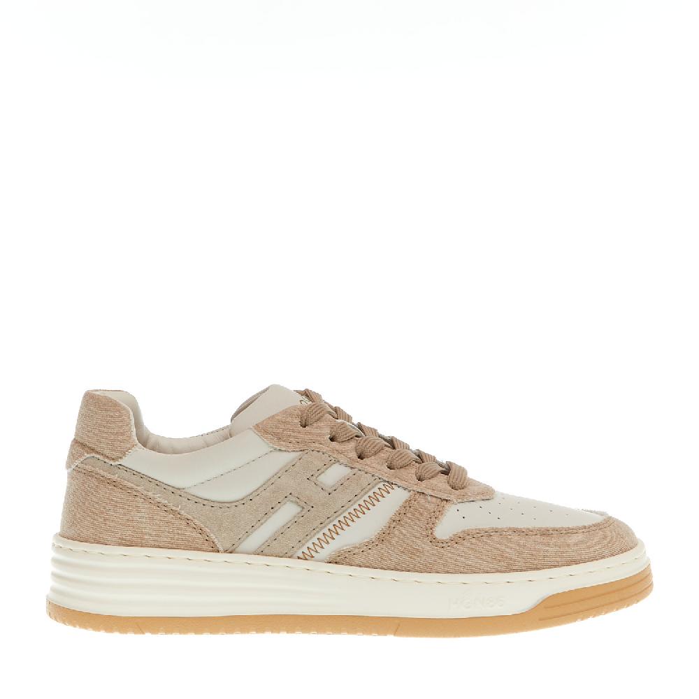 Sorelle Perego basket in pelle bianca e tessuto beige Negozi Online