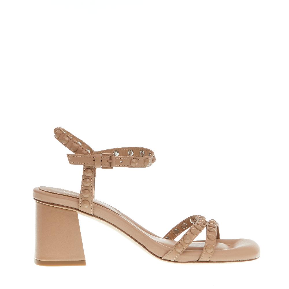 Sorelle Perego sandalo tacco 60 mm borchie nude Sconto