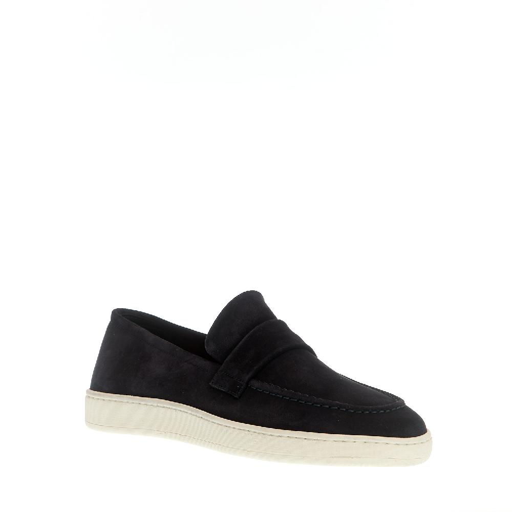 Sorelle Perego mocassino camoscio blu fondo bianco Outlet