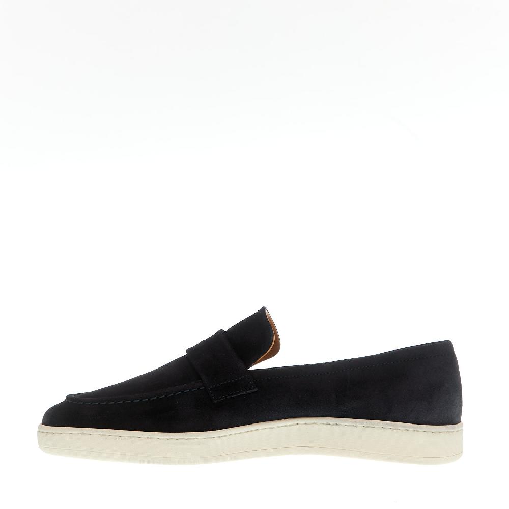 Sorelle Perego mocassino camoscio blu fondo bianco Outlet