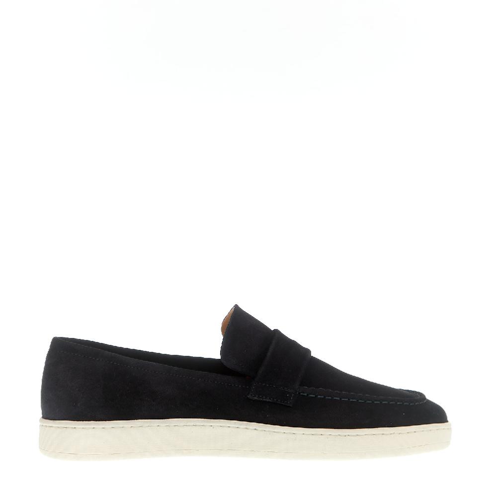 Sorelle Perego mocassino camoscio blu fondo bianco Outlet