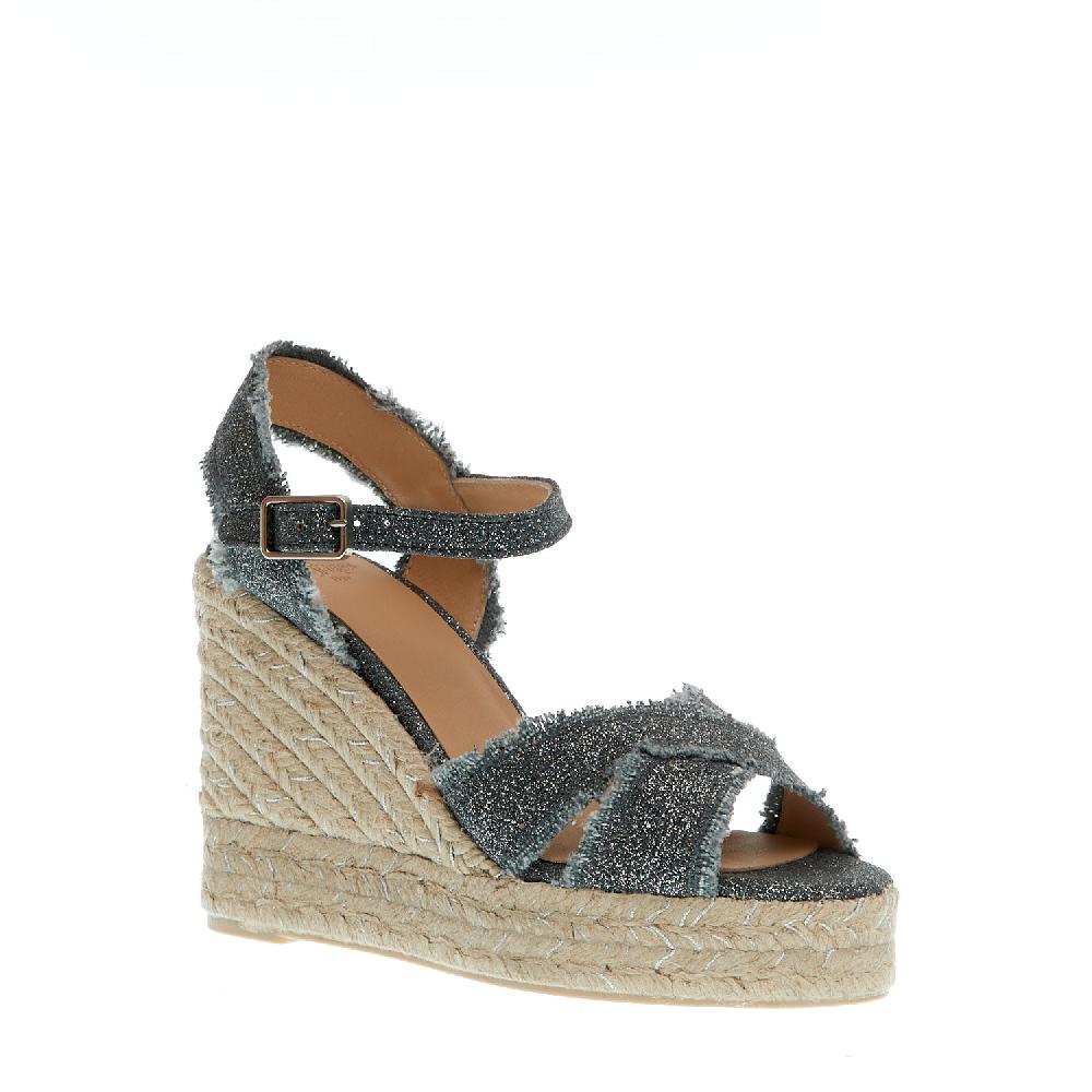 Sorelle Perego Espadrillas zeppa 110 mm incrocio tessuto grigio Saldi