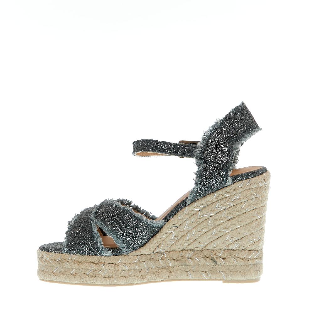 Sorelle Perego Espadrillas zeppa 110 mm incrocio tessuto grigio Saldi