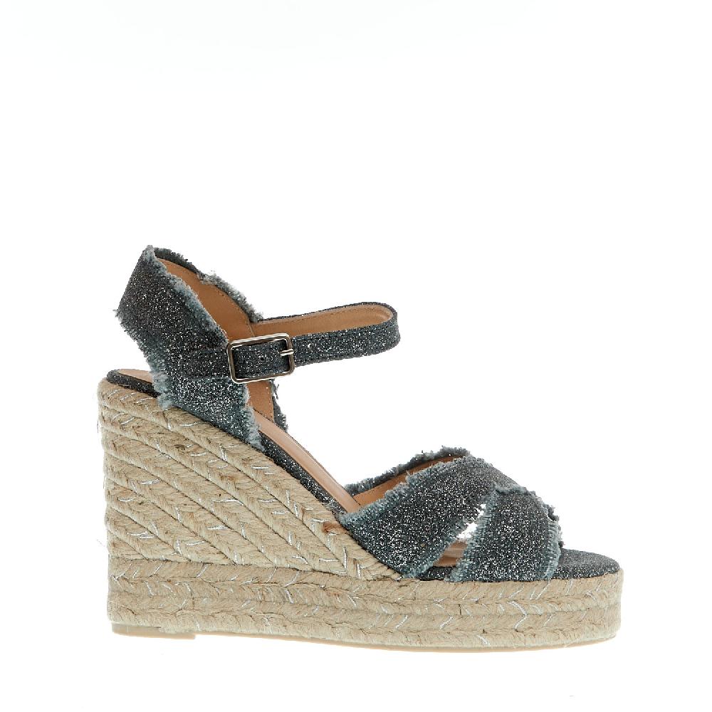 Sorelle Perego Espadrillas zeppa 110 mm incrocio tessuto grigio Saldi