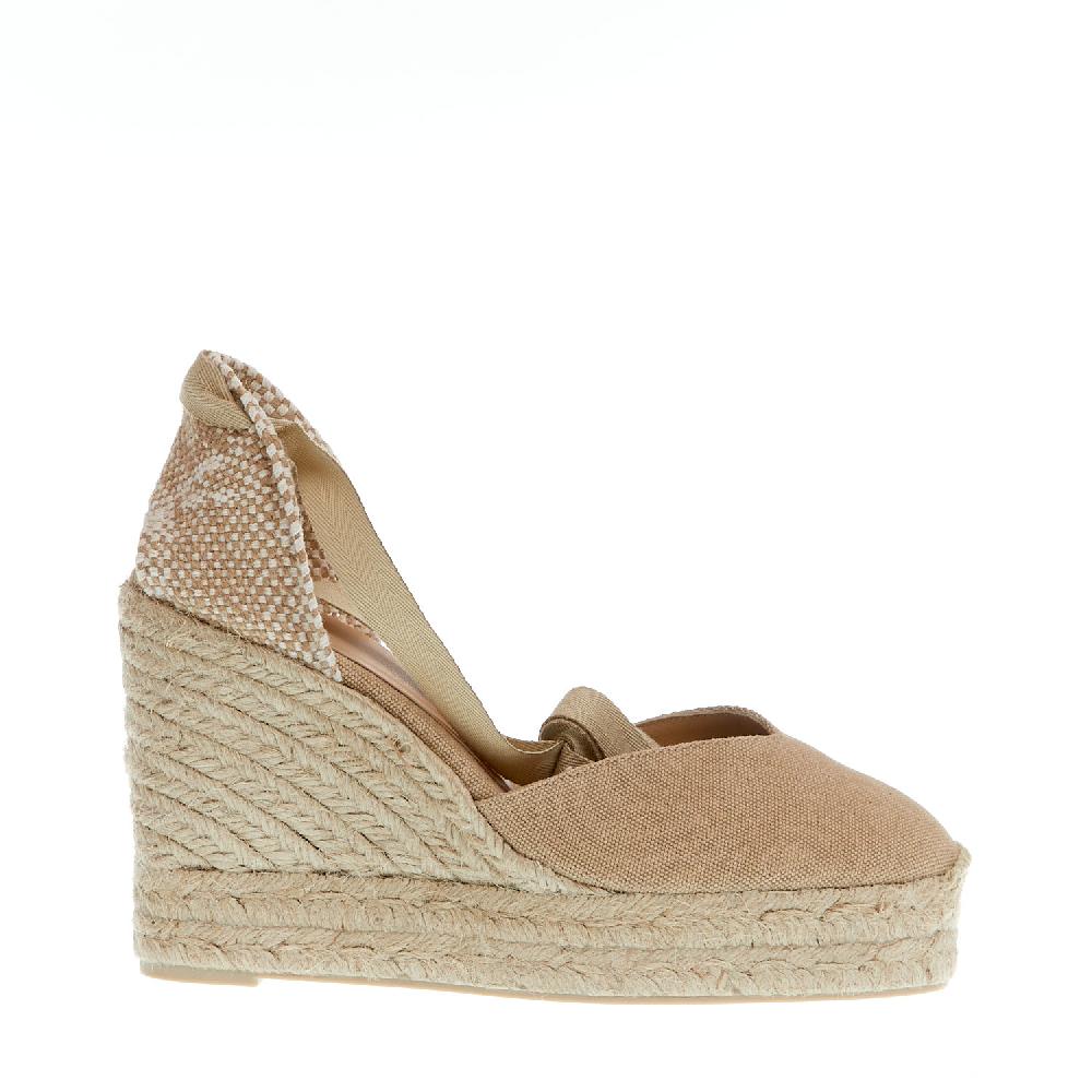Sorelle Perego Espadrilla zeppa 110 mm tessuto beige Offerte